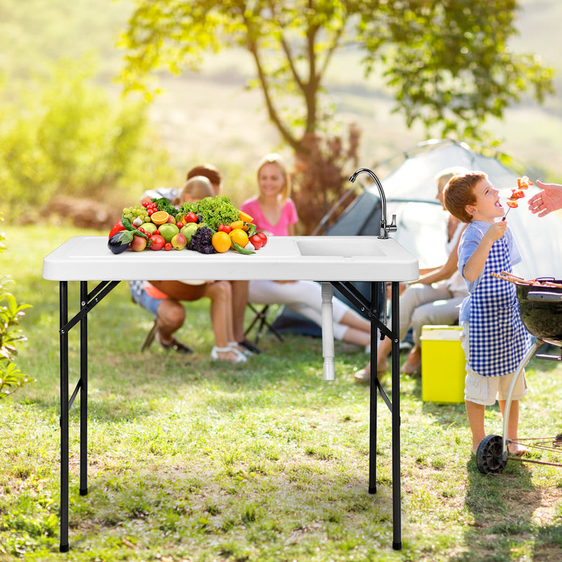 *Folding Portable Fish Cleaning Cutting Table - White