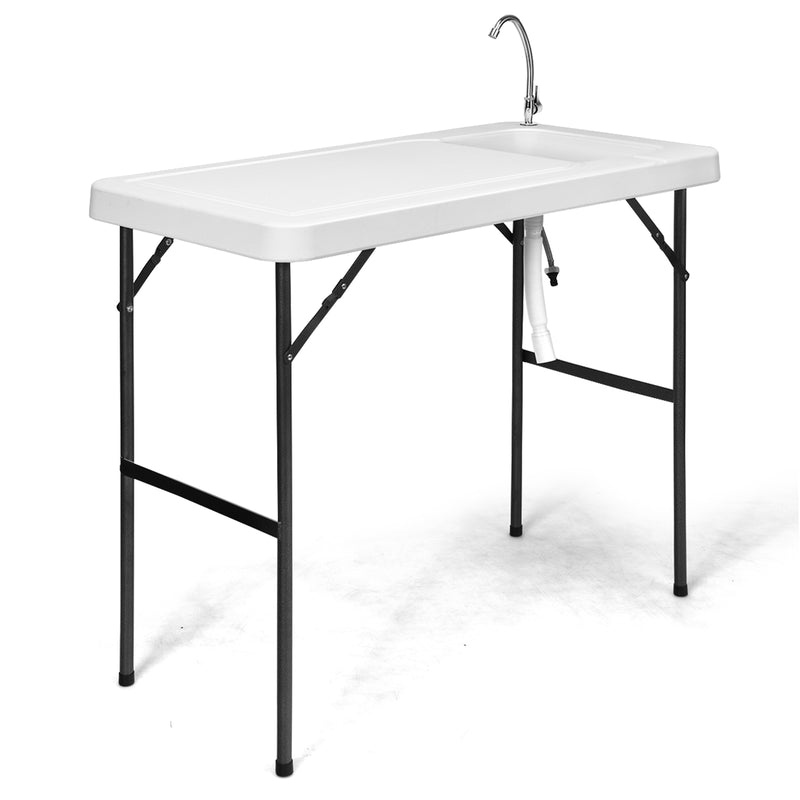 *Folding Portable Fish Cleaning Cutting Table - White