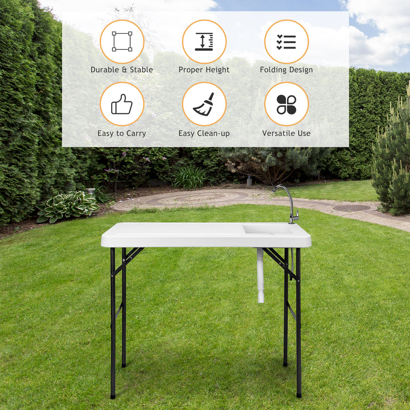 *Folding Portable Fish Cleaning Cutting Table - White