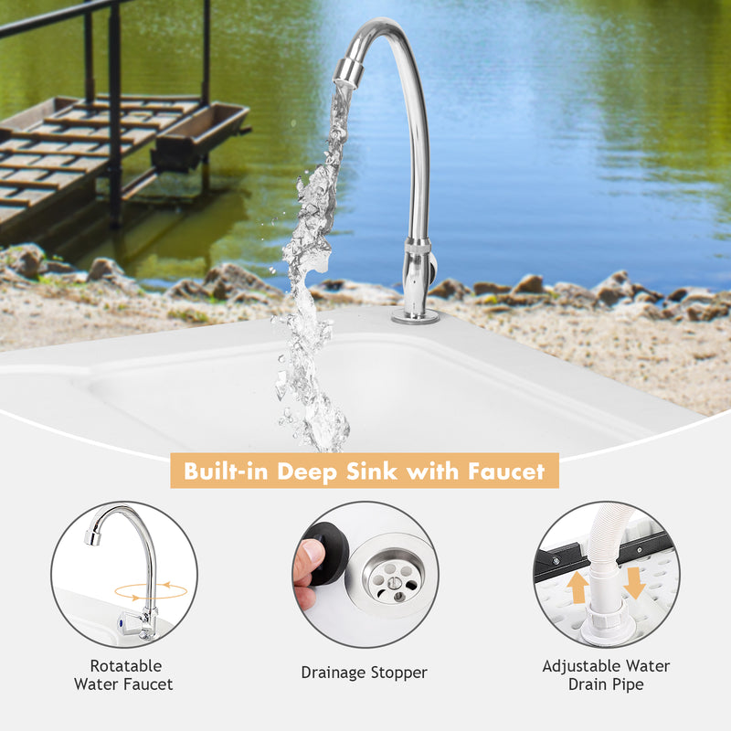 *Folding Portable Fish Cleaning Cutting Table - White