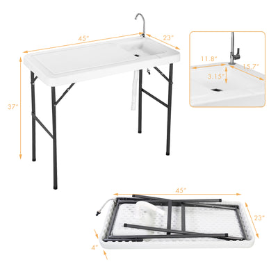 *Folding Portable Fish Cleaning Cutting Table - White