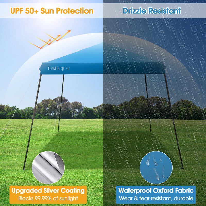 10 x 10 Feet Pop Up Canopy with with Mesh Sidewalls and Roller Bag-Blue