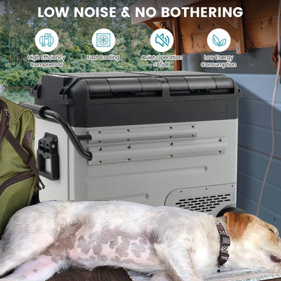 40 Quart Car Refrigerator with 12/24V DC and 110-240V AC Dual Zone-Black & Gray