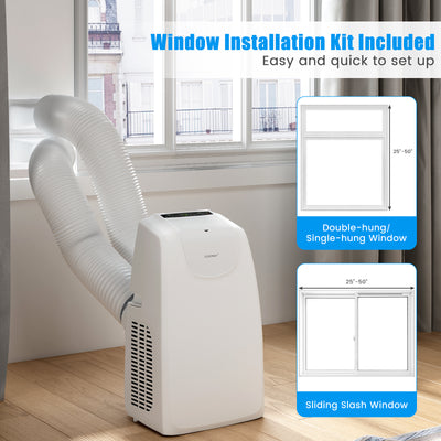 12000 BTU Dual Hose Portable Air Conditioner with Remote Control-White
