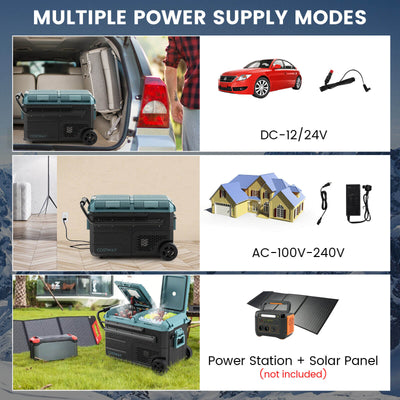 51 Quart Portable Car Refrigerator with Retractable Pull Handles-Green