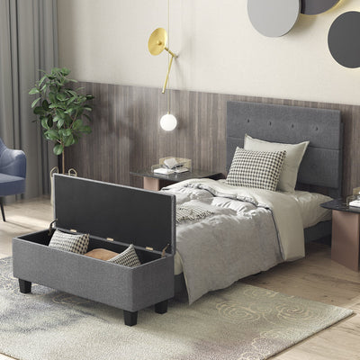 Twin/Full/Queen Upholstered Bed Frame with Ottoman Storage-Twin Size