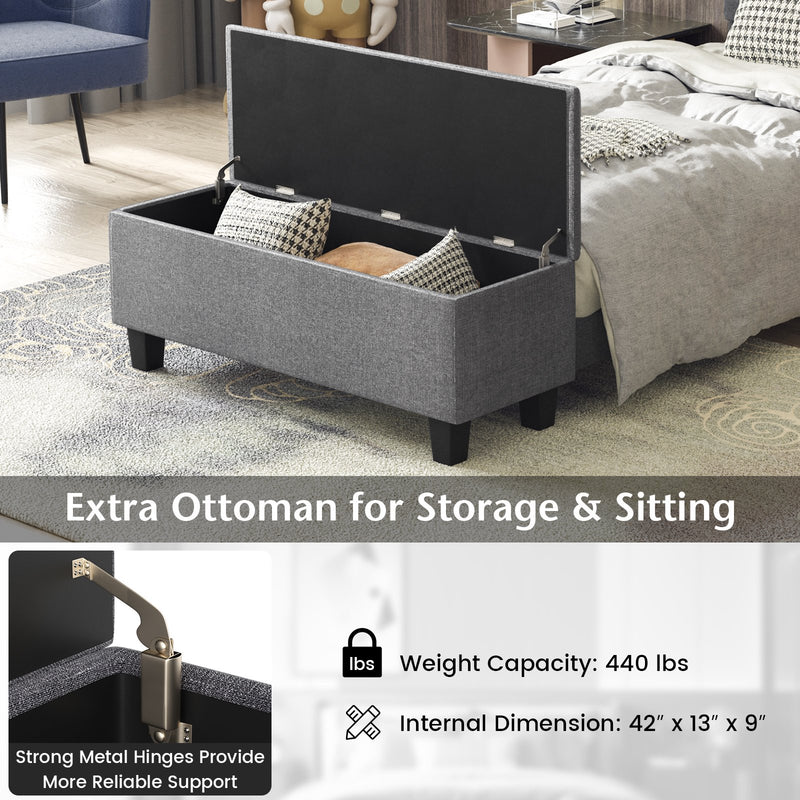 Twin/Full/Queen Upholstered Bed Frame with Ottoman Storage-Twin Size