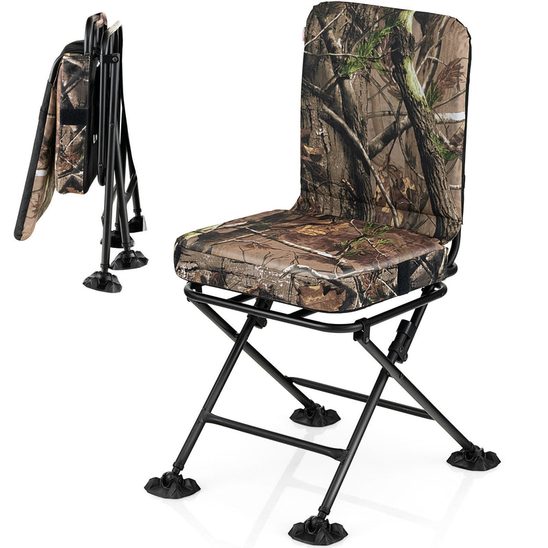 *Swivel Folding Chair with Backrest and Padded Cushion - Camouflage