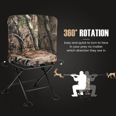 *Swivel Folding Chair with Backrest and Padded Cushion - Camouflage