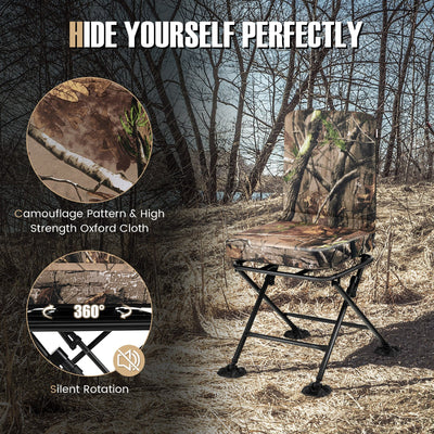 *Swivel Folding Chair with Backrest and Padded Cushion - Camouflage