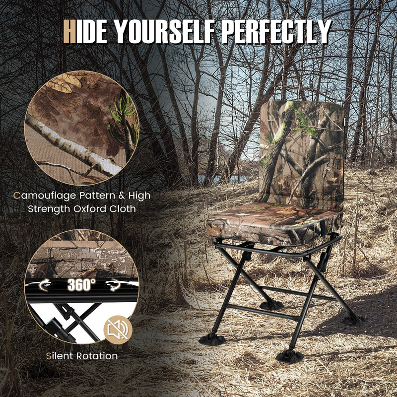 *Swivel Folding Chair with Backrest and Padded Cushion - Camouflage