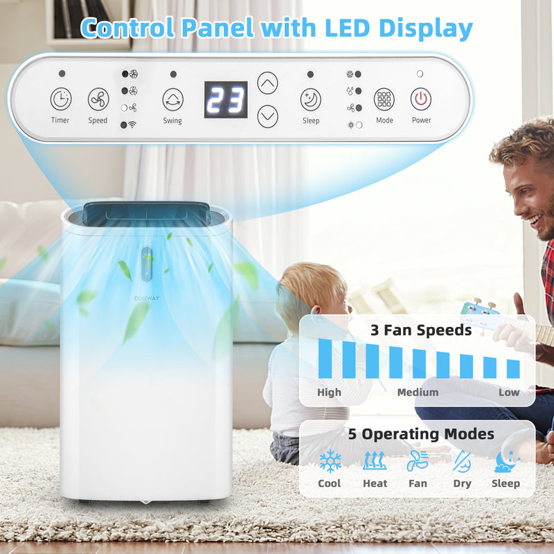 *14000 BTU(Ashrae) Portable Air Conditioner with APP and WiFi Control - White