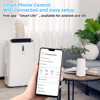 *14000 BTU(Ashrae) Portable Air Conditioner with APP and WiFi Control - White