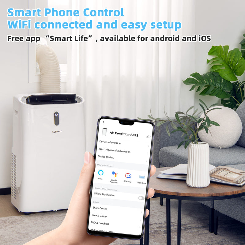 *14000 BTU(Ashrae) Portable Air Conditioner with APP and WiFi Control - White