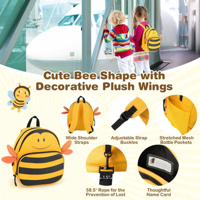 2 Pieces 18 Inch Ride-on Kids Luggage Set with Spinner Wheels and Bee Pattern-Yellow