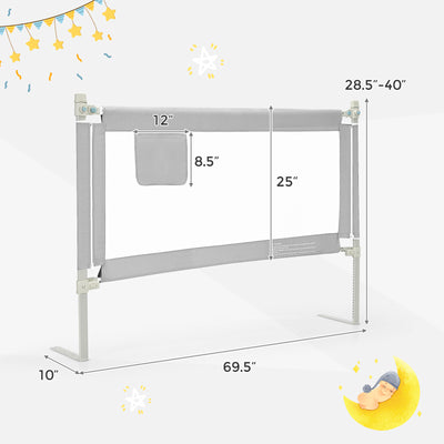 57 Inch Toddlers Vertical Lifting Baby Bed Rail Guard with Lock - Gray
