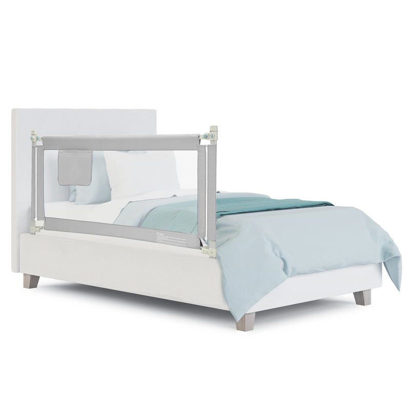 57 Inch Toddlers Vertical Lifting Baby Bed Rail Guard with Lock - Gray