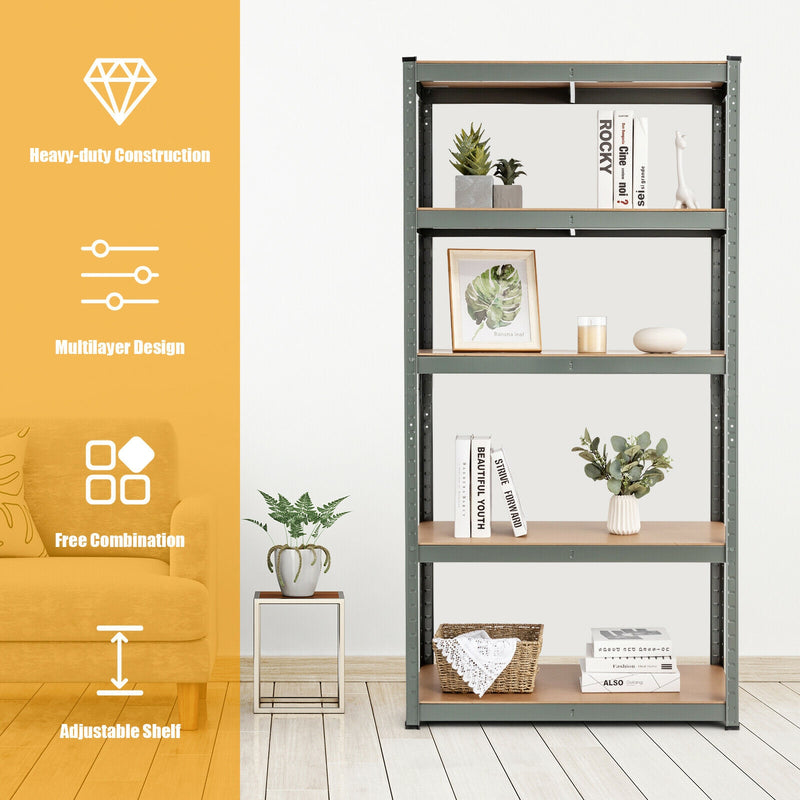 35.5 x 71 Inch Adjustable 5-Layer 2000 lbs Capacity Tool Shelf -Gray