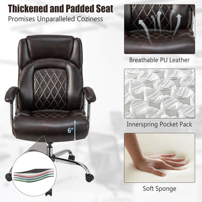 Height Adjustable Big and Tall Office Chair Computer Desk Chair with Metal Base-Brown