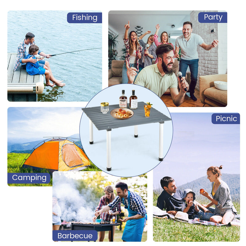 Folding Outdoor Camping Table with Carrying Bag for Picnics and Party-Gray