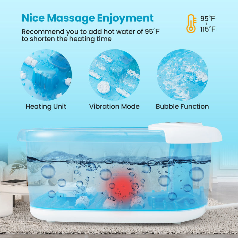 *Foot Spa Massager Tub with Removable Pedicure Stone and Massage Beads - Blue