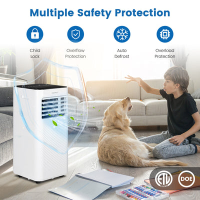 10000 BTU 4-in-1 Portable Air Conditioner with Humidifier and Sleep Mode-Black & White