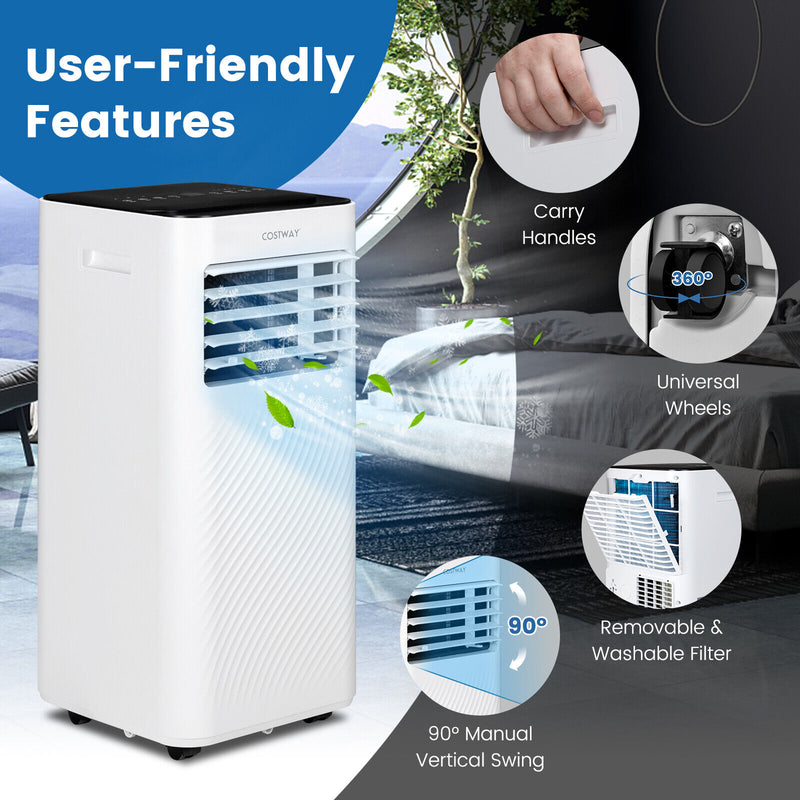 10000 BTU 4-in-1 Portable Air Conditioner with Humidifier and Sleep Mode-Black & White