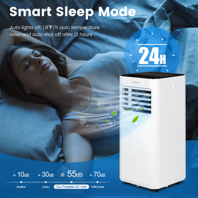 10000 BTU 4-in-1 Portable Air Conditioner with Humidifier and Sleep Mode-Black & White