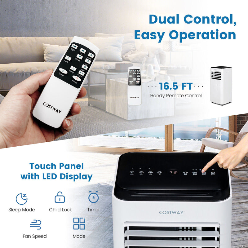 10000 BTU 4-in-1 Portable Air Conditioner with Humidifier and Sleep Mode-Black & White