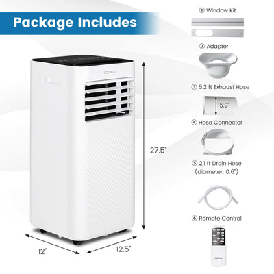 10000 BTU 4-in-1 Portable Air Conditioner with Humidifier and Sleep Mode-Black & White