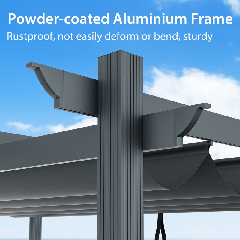 10 x 12 Feet Outdoor Aluminum Retractable Pergola Canopy Shelter Grape Trellis-Gray