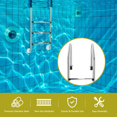 *3-Step Stainless Steel Swimming Pool Ladder with Anti-Slip Step