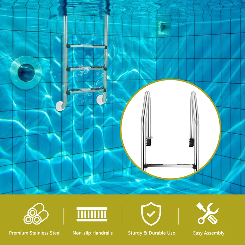 *3-Step Stainless Steel Swimming Pool Ladder with Anti-Slip Step