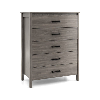 Modern 5-Drawer Multipurpose Chest Dresser with Metal Handles-Gray