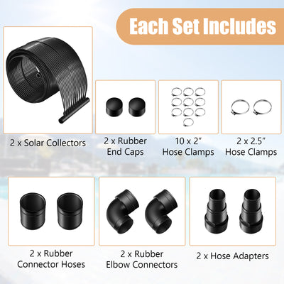 2 Pieces 10/16.4/20 Feet Weatherproof Solar Swimming Pool Heating System-S