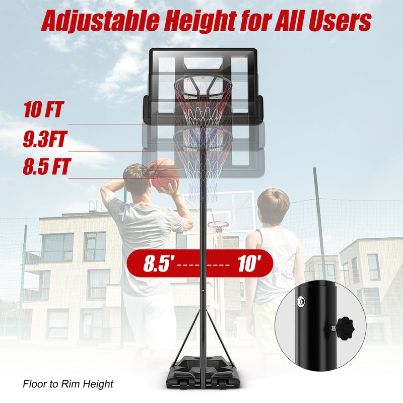 Height Adjustable Portable Shatterproof Backboard Basketball Hoop with