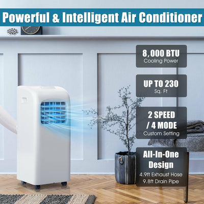 *8000 BTU(Ashrae) Portable Air Conditioner with Dehumidifier Function