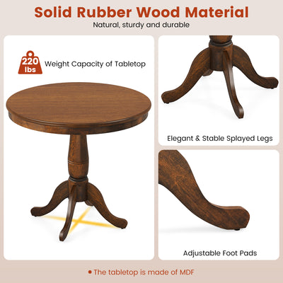 32 Inch Wooden Round Pub Pedestal Side Table