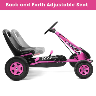 *4 Wheels Kids Ride On Pedal Powered Bike Go Kart Racer Car Outdoor Play Toy - Pink