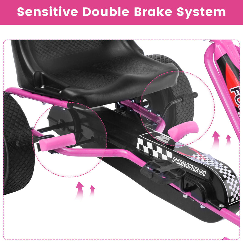 *4 Wheels Kids Ride On Pedal Powered Bike Go Kart Racer Car Outdoor Play Toy - Pink