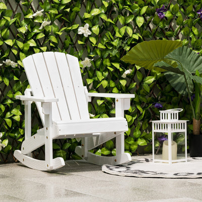 *Outdoor Wooden Kid Adirondack Rocking Chair with Slatted Seat - White
