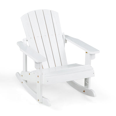 *Outdoor Wooden Kid Adirondack Rocking Chair with Slatted Seat - White