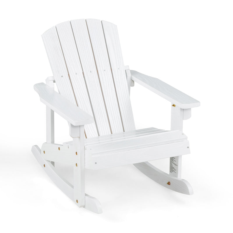 *Outdoor Wooden Kid Adirondack Rocking Chair with Slatted Seat - White