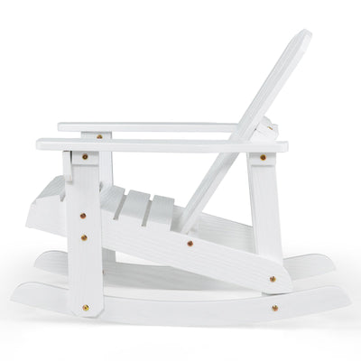 *Outdoor Wooden Kid Adirondack Rocking Chair with Slatted Seat - White