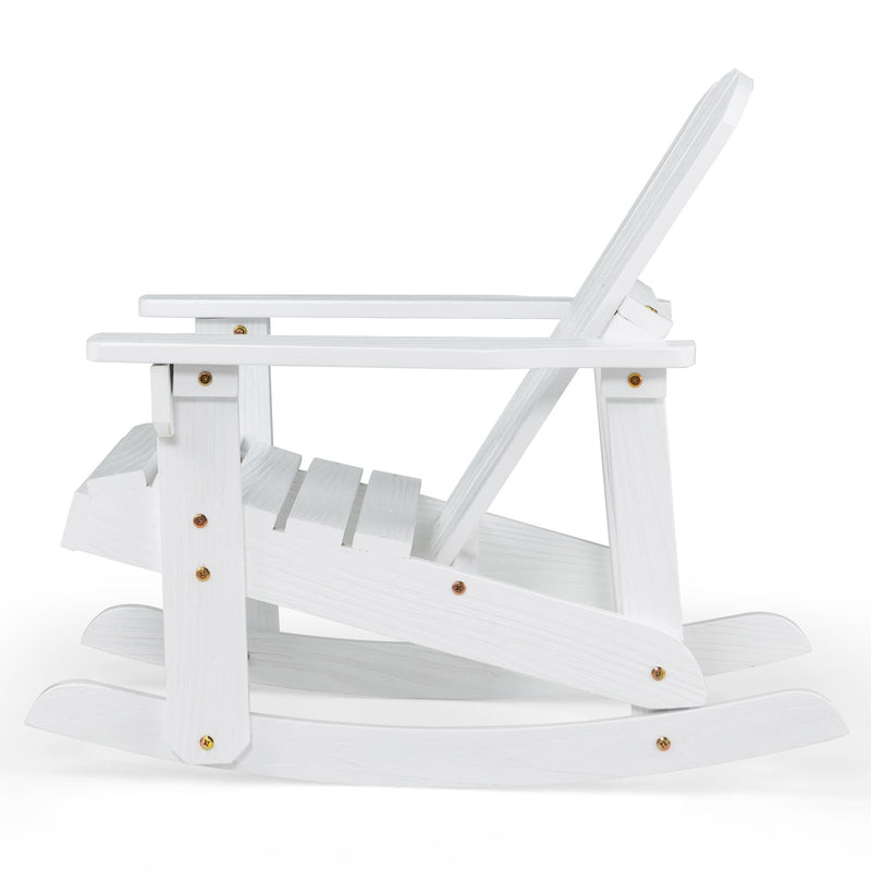 *Outdoor Wooden Kid Adirondack Rocking Chair with Slatted Seat - White