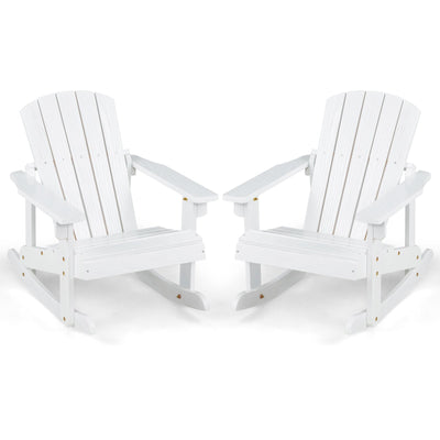 *Outdoor Wooden Kid Adirondack Rocking Chair with Slatted Seat - White