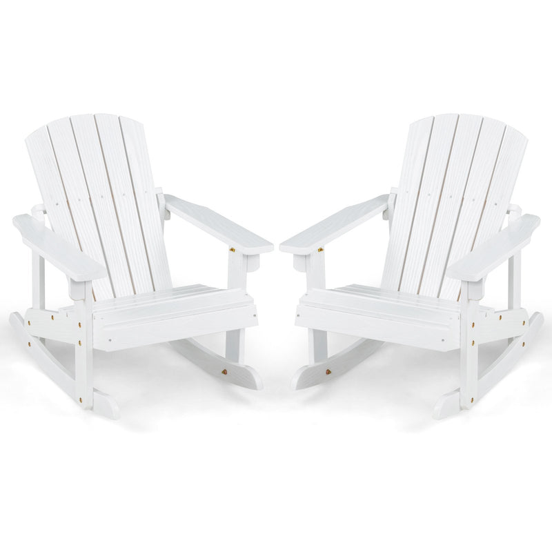 *Outdoor Wooden Kid Adirondack Rocking Chair with Slatted Seat - White