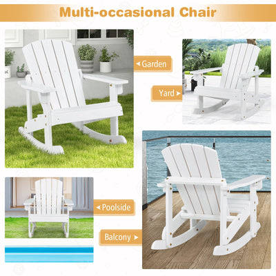 *Outdoor Wooden Kid Adirondack Rocking Chair with Slatted Seat - White