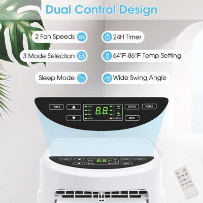 8000 BTU Portable Air Conditioner with Dehumidifier Function and Sleep Mode
