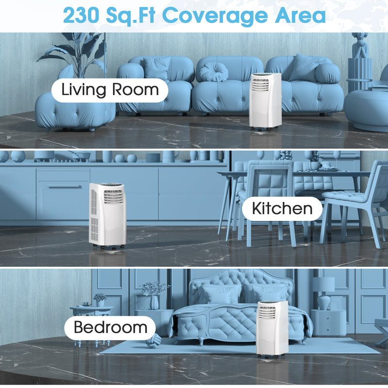 8000 BTU Portable Air Conditioner with Dehumidifier Function and Sleep Mode